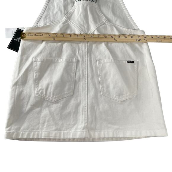 Volcom White Overall Front Zip Teen Mini Dress Skirt Jumper Summer Medium NWT - Picture 11 of 16